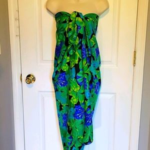 Vibrant Silk  green floral wrap, scarf, coverup wrap
